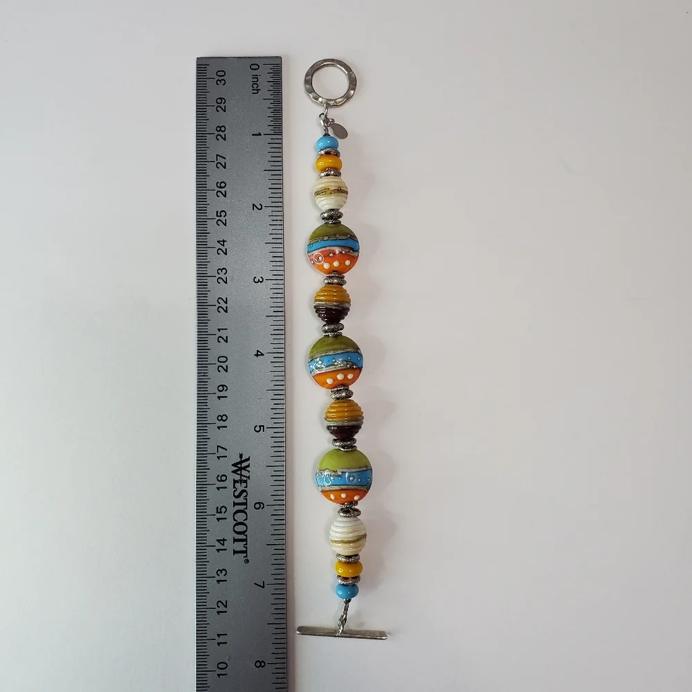 Baker's Design Ceramic silvered drops Beaded Bracelet With Toggle Clasp - Picture 6 of 11